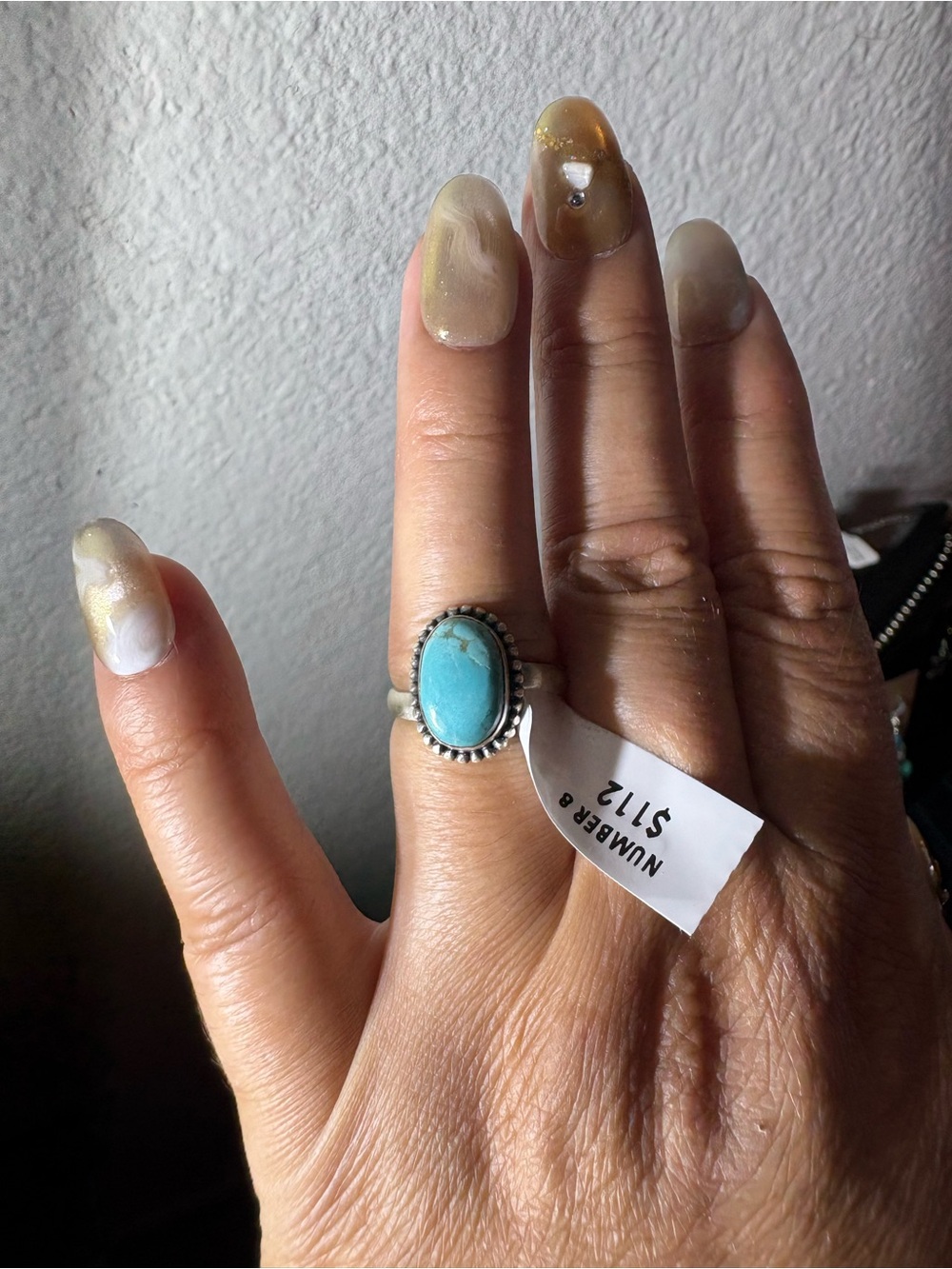 Sterling Silver Number 8 Turquoise Adjustable Ring - Picture 3 of 8